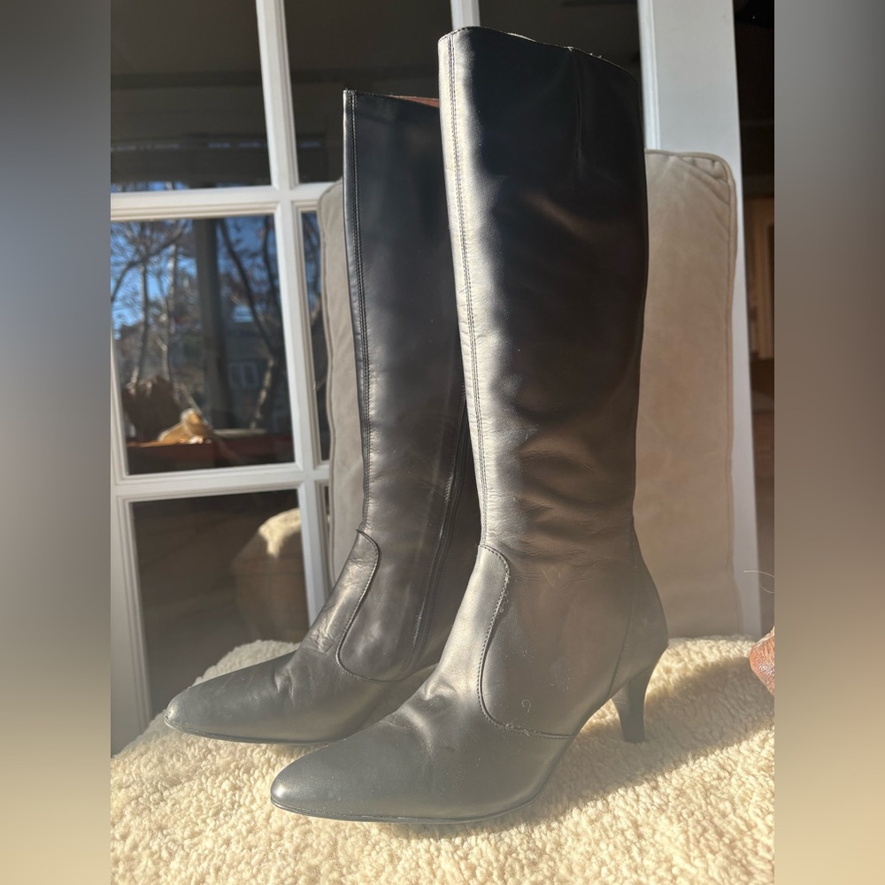 J. Crew Black Heeled Knee-High Boots